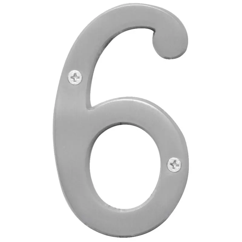 Hy-Ko Prestige Series 4-Inch Satin Nickel House Number – Digit '6' 1