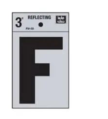 Hy-Ko Reflective Vinyl Adhesive Letter – 3" Tall, Capital 'F', Matte Finish 1