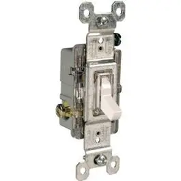 Illuminated Single-Pole Toggle Switch – 120V, 15A, Grounding, White 1