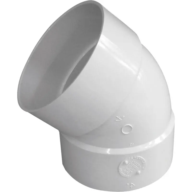 Ipex Canplas Sdr 35 Pvc 45° Sewer & Drain Elbow – 4" Diameter (1/8 Bend) 1