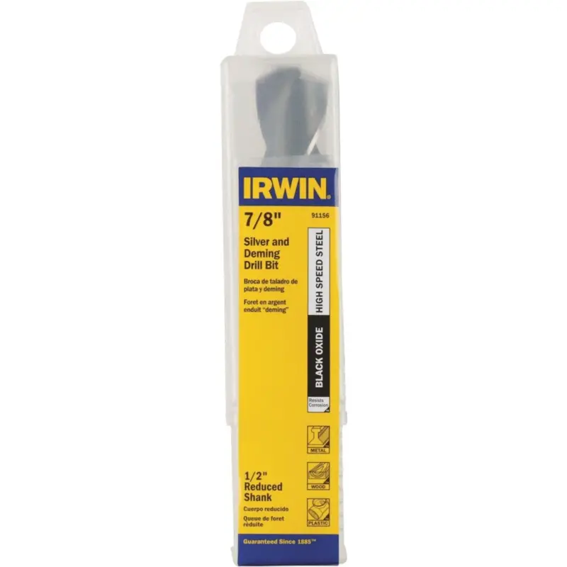 Irwin Black Oxide Drill Bit – 7/8-Inch Silver & Deming Style 1