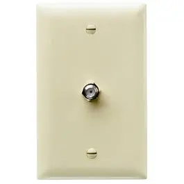 Ivory F-Type Coax Connector Wall Plate – Durable Thermoplastic 1