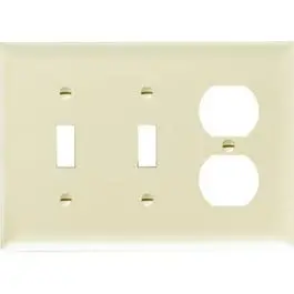 Ivory Urea Wall Plate – Dual Toggle & Dual Duplex Configuration, Decorative Finish 1