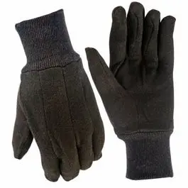 Jersey-Knit Work Gloves – Brown, Men’S Small Size 1
