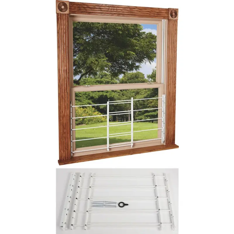 John Sterling White Enamel 5-Bar Hinged Window Security Guard For Child Safety 1