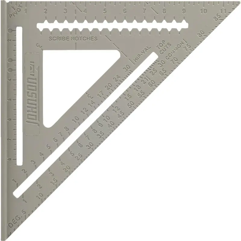 Johnson 12-Inch Aluminum Rafter Square With Rafter Tables & Guide Manual 1