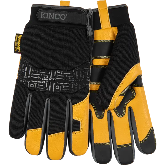 Kincopro Lined Hybrid Work Gloves – Goatskin & Synthetic With Pull Strap 1