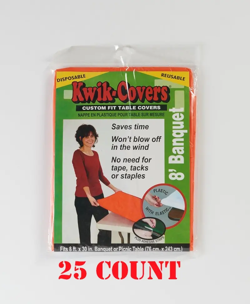 Kwik Covers Banquet Table Cover – 8-Foot × 30-Inch, Individually Wrapped (25-Pack) 1