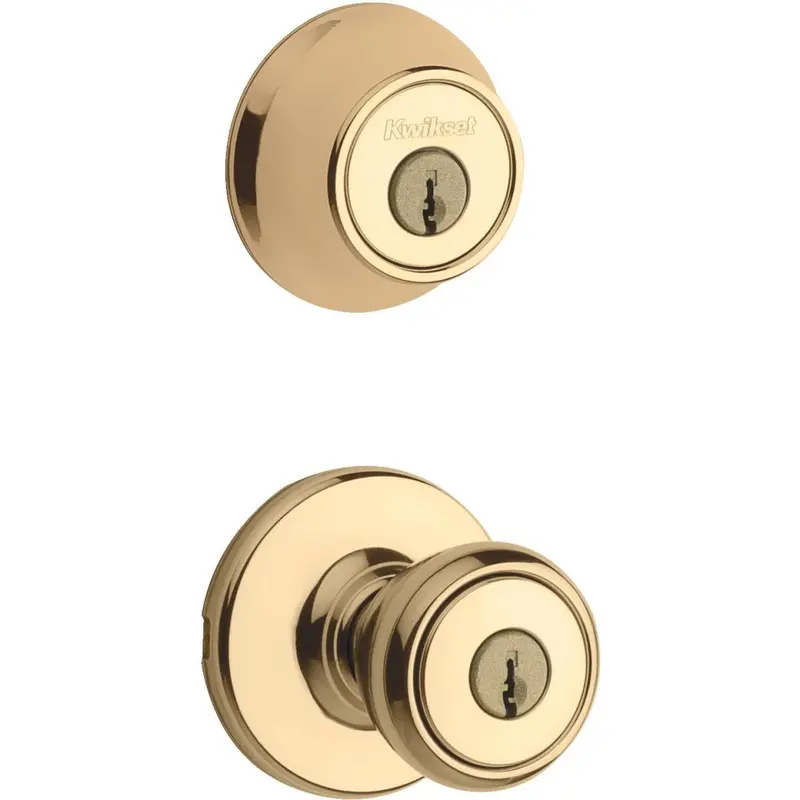 Kwikset Bright Brass Entry Door Set With Deadbolt And Knob 1