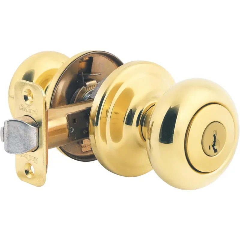 Kwikset Juno Entry Door Knob – Polished Brass With Smartkey Rekeying 1