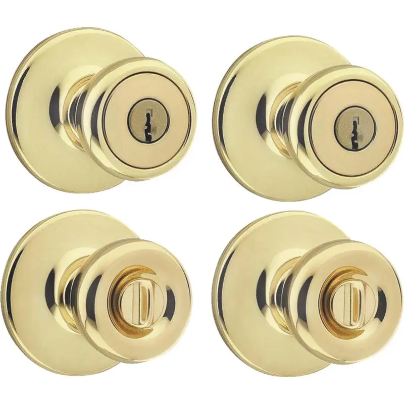 Kwikset Polished Brass Entry Door Knob Set 1