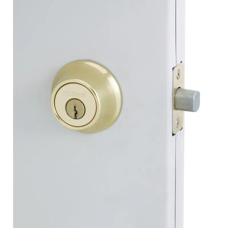 Kwikset Polished Brass Single-Cylinder Deadbolt – Standard Entry Lock 1