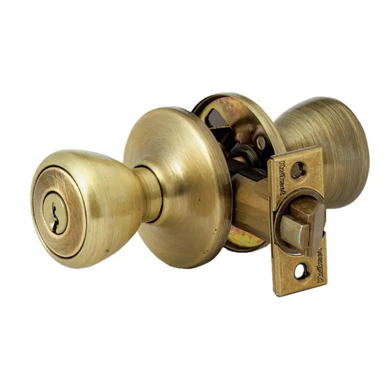 Kwikset Tylo Entry Knob In Antique Brass 1