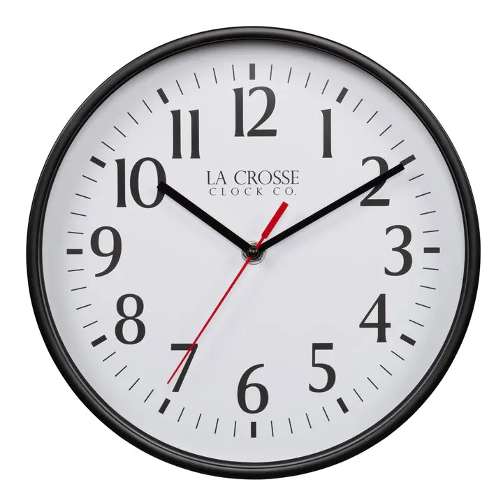 La Crosse 10-Inch Analog Wall Clock – Sleek Black Finish, Quartz Movement 1