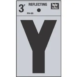 Large Reflective Address Letter 'Y' – 3-Inch Black-And-Silver Vinyl With Peel-And-Stick Backing 1