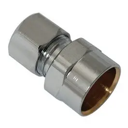 Lead-Free Brass Compression Straight Fitting: 1/2" Copper Sweat × 3/8" Od 1