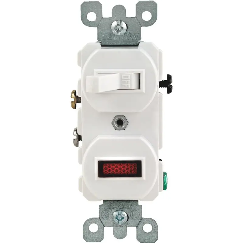 Leviton 15-Amp Heavy-Duty Toggle Switch With Integrated Pilot Light – White 1