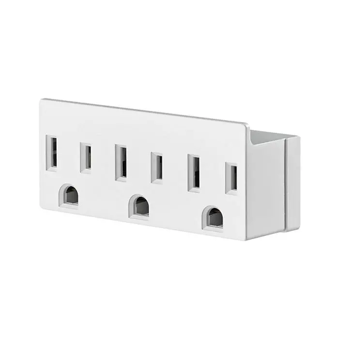 Leviton 15-Amp Triple Receptacle Grounding Plug Adapter – White 1