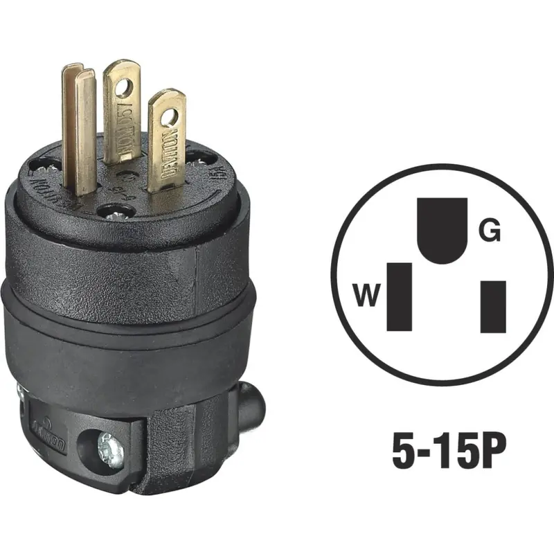 Leviton 15A 125V 3-Wire 2-Pole Rough-Use Cord Plug – Durable Industrial Design 1