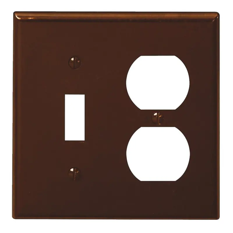 Leviton 2-Gang Plastic Wall Plate – Brown Single Toggle/Duplex Outlet Cover 1