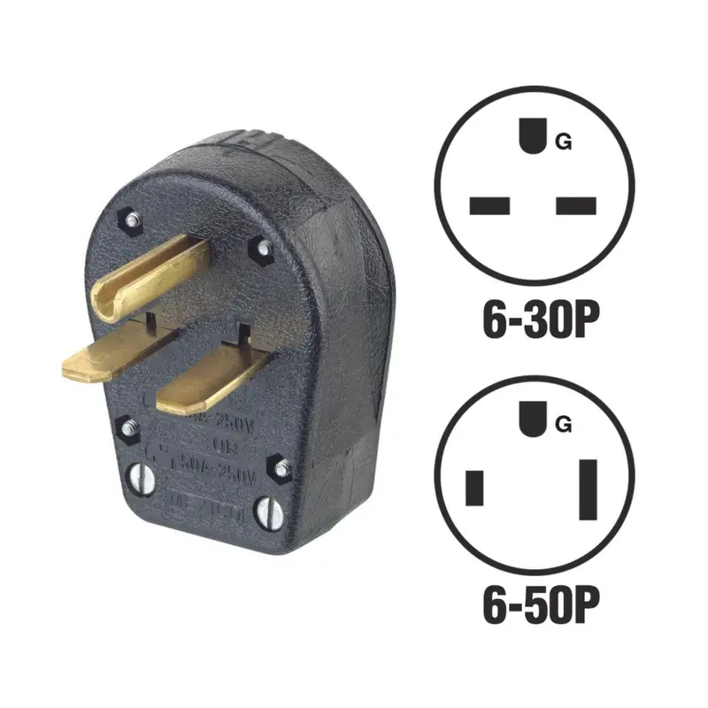 Leviton 30A/50A 250V 3-Wire 2-Pole Dual Power Plug – Heavy-Duty Industrial Connector 1