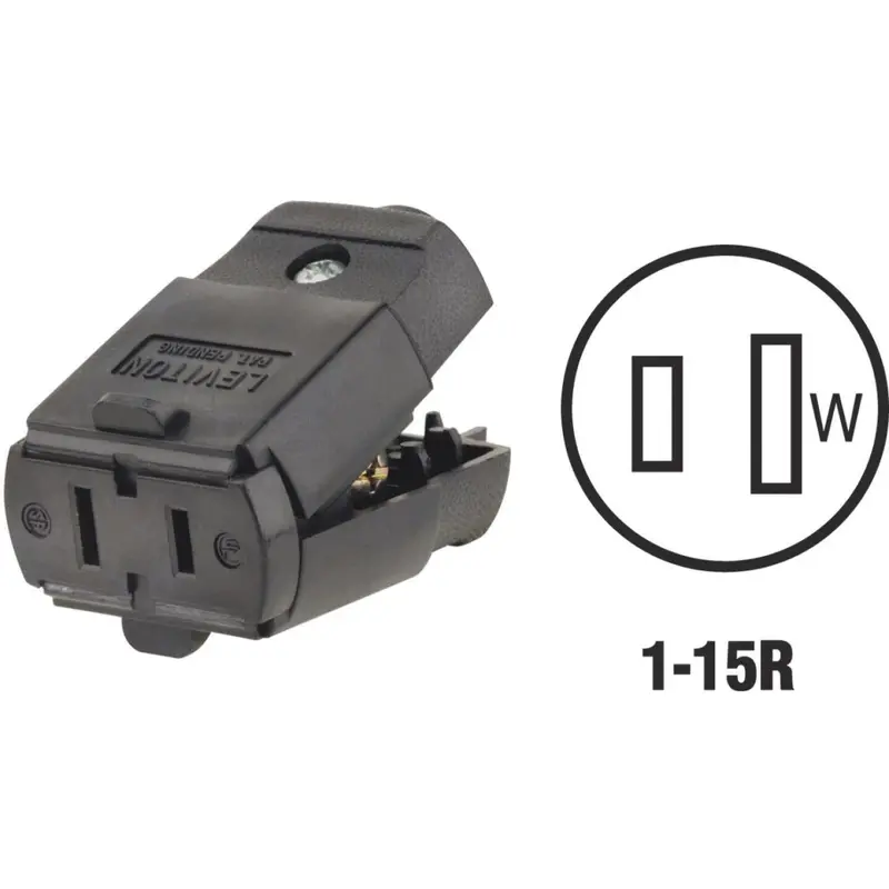 Leviton Black 15A 125V Hinged Cord Connector – 2-Wire, 2-Pole 1