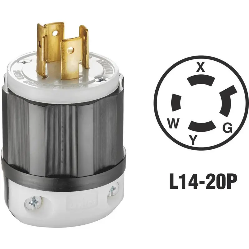 Leviton Industrial-Grade 20A Locking Cord Plug – 125V/250V, 4-Wire, 3-Pole 1