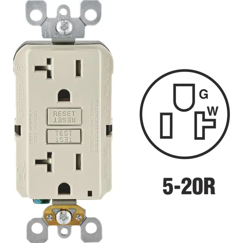 Leviton Smartlockpro 20A Gfci Outlet – Light Almond, Commercial Grade, Tamper-Resistant, Self-Testing 1