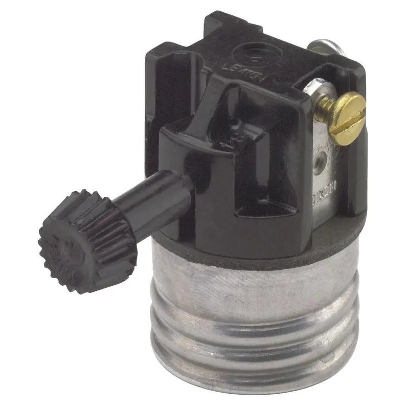 Leviton Turn-Knob 3-Way Lamp Socket – Medium Base, Black Phenolic Housing 1