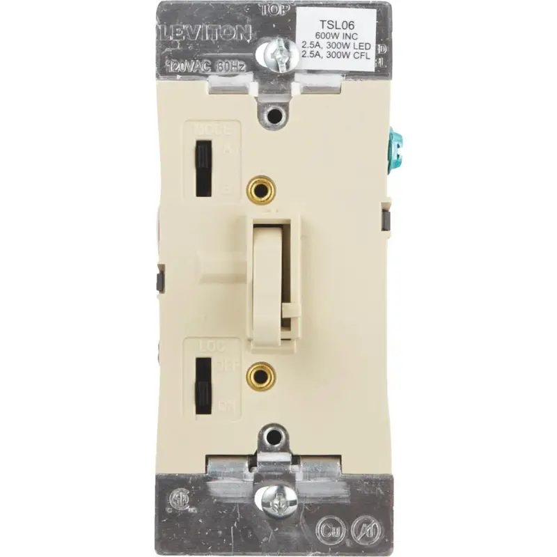 Leviton Universal Slide Dimmer Switch – Ivory Finish, Compatible With Led/Cfl/Halogen/Incandescent 1