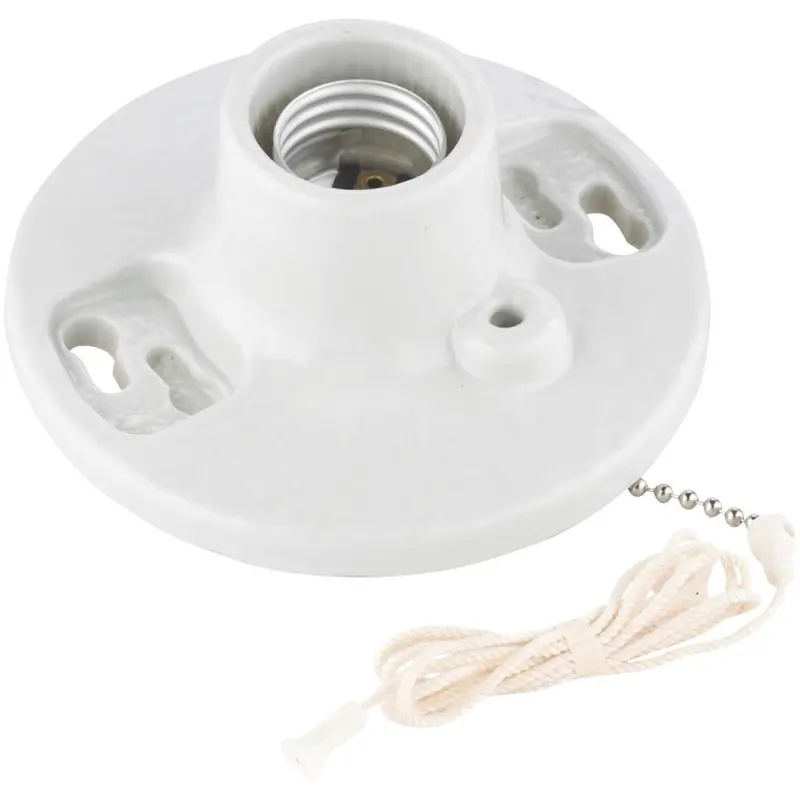 Leviton White Porcelain Pull-Chain Incandescent Lampholder 1