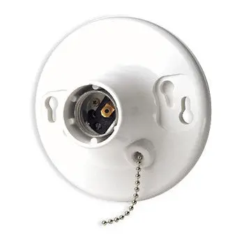 Leviton White Pull Chain Lampholder – Medium Base – Model 110-8827-Cw1 1