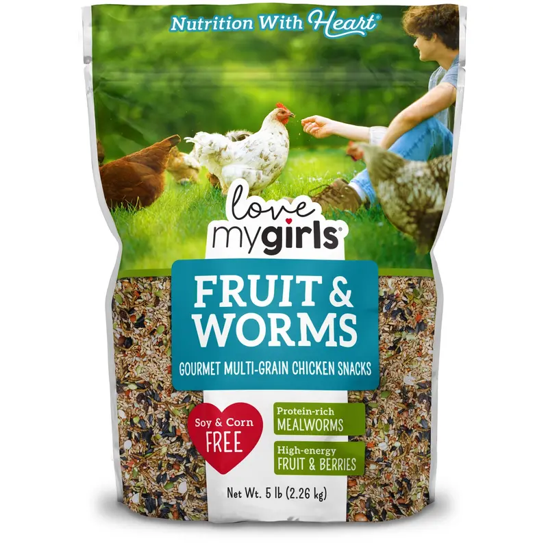 Love My Girls Gourmet Chicken Treats – Fruit & Worms Flavor, Multi-Grain 1