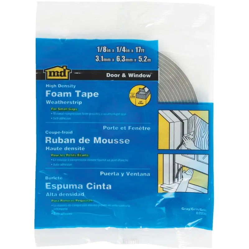M-D Gray Closed-Cell Foam Weatherstrip Tape (1/4" W × 1/8" T × 17' L) 1