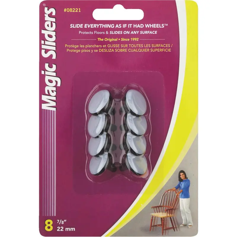 Magic Sliders Round Furniture Glides – 7/8-Inch Nail-On Pads, Eight-Pack 1