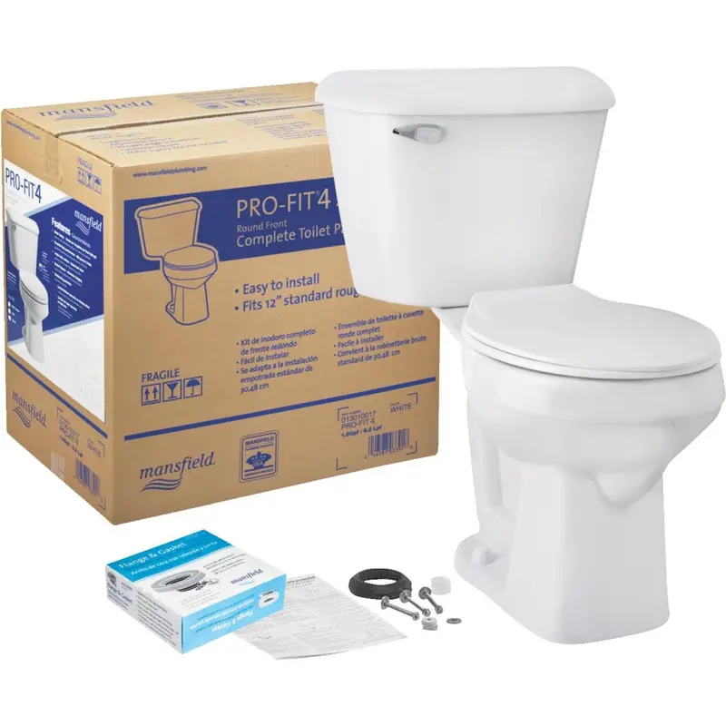 Mansfield Pro-Fit 4 Smartheight Toilet – White Round Bowl, 1.6 Gpf Complete Unit 1