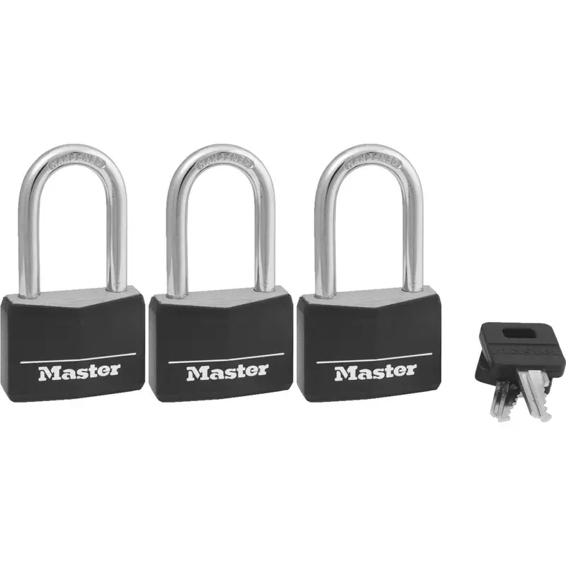 Master Lock Covered Solid-Body Padlock – 1-9/16" Wide, 1-1/2" Shackle, 3-Pack 1