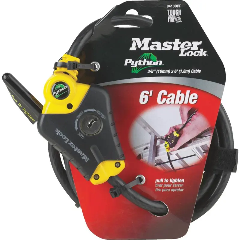 Master Lock Python 6-Foot X 3/8-Inch Adjustable Cable Lock With Vinyl Coating 1