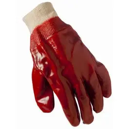 Men'S Large Pvc-Coated Work Gloves With Jersey Lining – Red 1