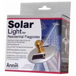 Mini Solar-Powered Flagpole Light – Silver Finish 1