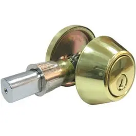 Mobile Home Deadbolt Lock – Single-Cylinder, Polished Brass Finish 1