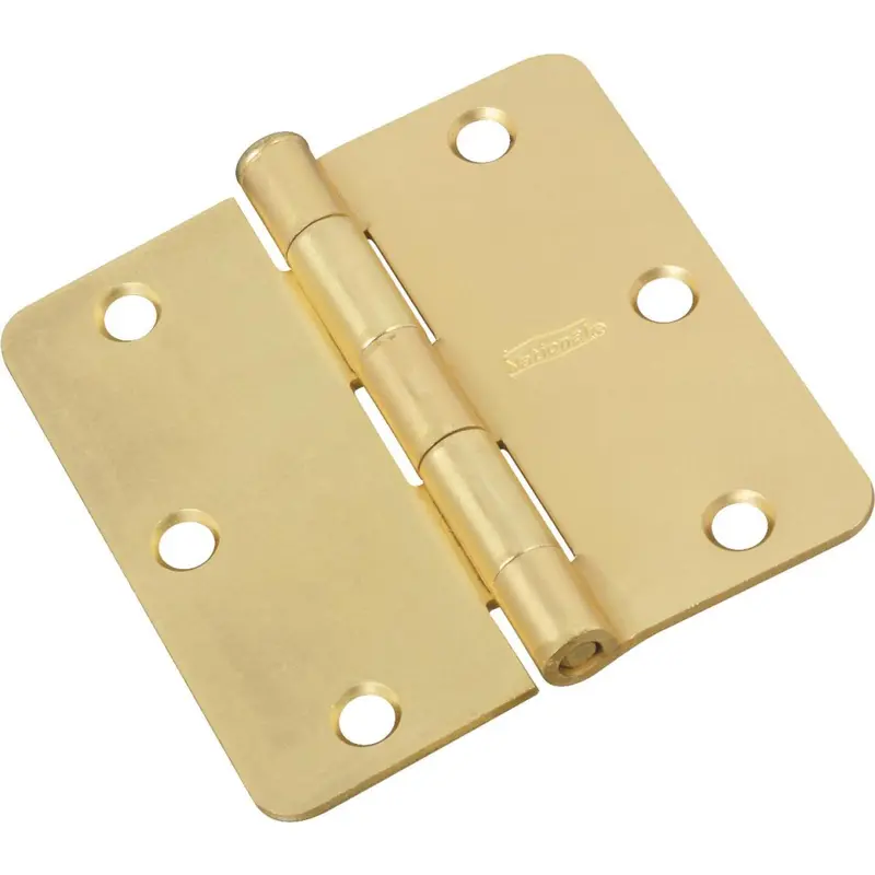 National Satin Brass Door Hinge – 3.5-Inch X 1/4-Inch Radius Style 1