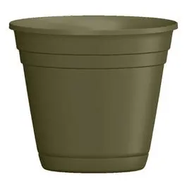 Olive Green Resin Riverland Planter With Saucer – 4" Modern Planter 1