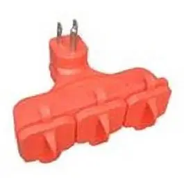 Orange 3-Outlet Power Adapter Plug 1
