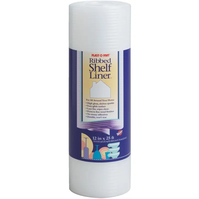 Plast-O-Mat Clear Ribbed Shelf Liner – 12 In X 25 Ft, Non-Adhesive 1