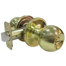 Polished Brass Ball-Knob Privacy Door Lockset 1