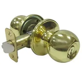 Polished Brass Ball-Style Entry Lockset With Deadbolt 1