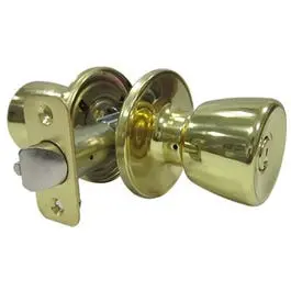 Polished Brass Entry Door Lockset With Medium Tulip Knob 1