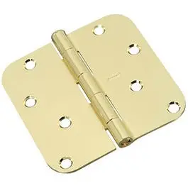 Polished Brass Interior Door Hinge – 4", Round-Edge Design 1