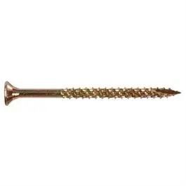 Power Pro Flat-Head Wood Screws With Nibs – #9 × 3 In, Yellow Zinc, 50-Pack 1